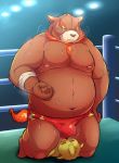  2017 aqui bear belly bulge clothing duo fur humanoid_hands male mammal moobs navel nipples overweight overweight_male paqaaqap sweat underwear wrestling yellow_fur 