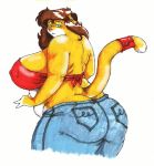  belly big_belly big_breasts big_butt breasts butt clothing danellz feline female huge_breasts huge_butt huge_thighs jeans lion mammal midriff obese overweight pants tied_shirt 