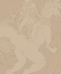  2018 all_fours alynna_(molag) anthro armwear barefoot biped butt caprine clothed clothing digital_drawing_(artwork) digital_media_(artwork) digitigrade dragon eastern_dragon equine female hair hi_res hooves horn huge_tail imminent_rape long_hair long_neck male mammal monochrome nipples nude oouna pointy_ears remi_(oouna) restrained scales scalie simple_background sketch submissive tendrils tentacle_grab thong 