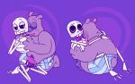  2017 animated_skeleton anthro bear blush bone boxer_(disambiguation) brandon_(ok_k.o.!_let&#039;s_be_heroes) brown_fur butt dildo duo erection eyes_closed fur hug humanoid_hands licking male male/male mammal ok_k.o.!_let&#039;s_be_heroes overweight overweight_male penis risque_phantom sex_toy sitting skeleton strapon tongue tongue_out undead 