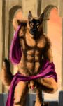  aquila_chrysaetos brown_fur canine dog fur german_shepherd male mammal nude penis standing 