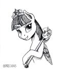  2018 black_and_white crown equine feathered_wings feathers female feral friendship_is_magic gem grin hair horn looking_at_viewer mammal monochrome my_little_pony sa1ntmax scepter simple_background smile solo twilight_scepter_(mlp) twilight_sparkle_(mlp) white_background winged_unicorn wings 
