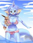  1girl bikini blue_eyes creatures_(company) eevee furry game_freak gen_1_pokemon letsuo nintendo pokemon swimsuit vaporeon water 