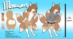  5_tails animal_genitalia animal_penis anthro balls barefoot black_nose blue_background blue_eyes blue_nipples breasts brown_fur brown_hair butt canine canine_penis clothing color_swatch english_text erection fist fox front_view fur girly gradient_background hair hair_over_eye jacket long_hair looking_at_viewer male mammal model_sheet morgan_(thecon) multicolored_fur nipples nude open_mouth open_smile penis pink_penis rear_view shorts simple_background smile solo standing text thecon two_tone_fur white_fur 