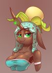  2018 anthro anthrofied breasts changeling cleavage clothed clothing female friendship_is_magic green_eyes horn my_little_pony portrait queen_chrysalis_(mlp) solo underpable 