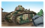  char_b1 commentary_request day graphite_(medium) ground_vehicle krupp_protze military military_vehicle motor_vehicle no_humans original sky tank tasoku_hokou_heiki traditional_media tree truck 