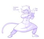  2018 4_fingers :3 ambiguous_gender anthro clapping clothed clothing dialogue english_text feline hayakain mammal monochrome purple_and_white saam_(hayakain) sketch text 