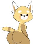  aggressive_retsuko anthro big_butt butt digital_media_(artwork) dot_eyes fur looking_at_viewer looking_back male mammal multicolored_fur nokemop nude open_mouth red_panda resasuke sanrio simple_background solo white_background 