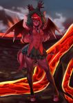  2017 5_fingers anthro clothed clothing demon detailed_background digital_media_(artwork) female hair membranous_wings poof-poof poofroom red_eyes red_hair solo wings 