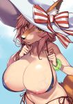  anime anthro big_breasts blue_sky breasts canine clothed clothing edit female fox fuya_(tempupupu) hat huge_breasts mammal sky solo vein 