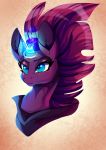  blue_eyes equine eyelashes female feral fizzlepop_berrytwist_(mlp) hair horn mammal my_little_pony plaguedogs123 purple_skin solo tempest_shadow_(mlp) unicorn 