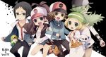  3boys :d ahoge baseball_cap bel_(pokemon) black_hair blonde_hair blue_eyes blue_jacket breasts brown_hair cheren_(pokemon) commentary_request gen_5_pokemon green_eyes hat jacket long_hair looking_at_viewer mata multiple_boys multiple_girls n_(pokemon) open_mouth oshawott poke_ball pokemon pokemon_(creature) pokemon_(game) pokemon_bw short_hair short_shorts shorts smile snivy tepig touko_(pokemon) touya_(pokemon) 