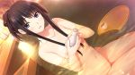  bath black_hair breasts choko_(cup) cup game_cg iizuki_tasuku isurugi_yuki long_hair navel niizuma_lovely_x_cation nipples nude onsen small_breasts smile source_request tokkuri 