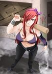  1girl breasts brown_eyes claudia_dragneel cleavage erza_scarlet fairy_tail large_breasts long_hair navel red_hair tagme 