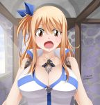  1girl blonde_hair breasts brown_eyes claudia_dragneel cleavage fairy_tail large_breasts long_hair lucy_heartfilia tagme 