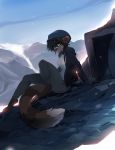  2018 anthro beanie blue_eyes clothed clothing detailed_background digital_media_(artwork) female fur hair hat hybrid looking_at_viewer mammal mountain naomi_(mightypoohead) outside procyonid raccoon rat rodent smile solo tsampikos tylowell 