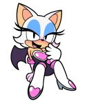  anthro bat blush breasts cleavage clothed clothing female jpsupper mammal rouge_the_bat simple_background smile solo sonic_(series) topless white_background wings 