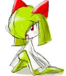  blush female humanoid kirlia nintendo pasaran pok&eacute;mon pok&eacute;mon_(species) simple_background solo sweat video_games white_background 