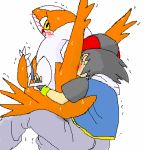  ash_ketchum blush clothed clothing female latias legendary_pok&eacute;mon male male/female nintendo pasaran pok&eacute;mon pok&eacute;mon_(species) shiny_pok&eacute;mon sweat video_games 