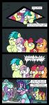  2018 apple_bloom_(mlp) bobthedalek cave clothed clothing comic cup dialogue english_text equine feathered_wings feathers female feral friendship_is_magic group hair horn inside makeup mammal my_little_pony sandbar_(mlp) sandwich_(disambiguation) scootaloo_(mlp) starlight_glimmer_(mlp) sweetie_belle_(mlp) tea_cup text unicorn wings 