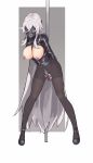  1girl amiba_(amiba00638239) arms_behind_back azur_lane bangs black_footwear black_legwear blindfold breasts breasts_outside cloth_gag dildo egg_vibrator female full_body gag gagged graf_zeppelin_(azur_lane) highres improvised_gag large_breasts legs_apart long_hair object_insertion over_the_nose_gag pantyhose pole pussy shiny shiny_clothes shiny_hair shoes silver_hair simple_background solo standing straitjacket torn_clothes torn_legwear torn_pantyhose two-tone_background uncensored vaginal vaginal_object_insertion very_long_hair vibrator vibrator_on_nipple white_background 