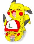  ashchu blush drooling hat male male/male nintendo pasaran pikachu pok&eacute;mon pok&eacute;mon_(species) saliva sweat video_games 