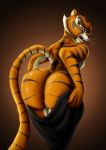  anthro astraldog big_butt breasts butt clothing dreamworks feline female fur kung_fu_panda looking_at_viewer looking_back mammal master_tigress orange_fur pussy rear_view solo stripes tiger 