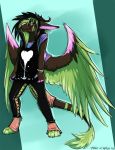  angel_dragon barefoot black_hair clothed clothing fully_clothed hair looking_at_viewer male pants shirt signature standing twixxel_minty unknown_artist unknown_artist_signature wings 