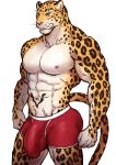  2018 abs anthro biceps biped black_fur black_spots black_tail blue_eyes boxers_(clothing) bulge clothed clothing digital_media_(artwork) feline front_view fur grin hi_res leopard long_tail male mammal maririn multicolored_fur multicolored_tail muscular muscular_male navel nipples pecs penis_outline pink_nipples pink_nose portrait red_clothing red_underwear simple_background smile solo spots spotted_fur spotted_tail standing tattoo teeth three-quarter_portrait tobias_(maririn) topless two_tone_tail underwear vein veiny_muscles whiskers white_background white_fur yellow_fur yellow_tail 