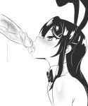  animal_ears bare_shoulders bow bowtie bunny_ears cum cum_in_mouth cumdrip detached_collar face fake_animal_ears fellatio from_side hairband highres inktober long_hair open_mouth oral penis sakurajima_mai seishun_buta_yarou solo_focus tongue tongue_out uncensored velikain 