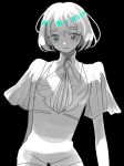  alternate_costume androgynous black_background commentary_request diamond_(houseki_no_kuni) expressionless houseki_no_kuni looking_at_viewer necktie short_hair solo spoilers thick_eyebrows white_hair white_skin yamaya_meiabi 