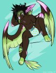  angel_dragon anthro biped claws clothed clothing diaper digitigrade fur hair looking_at_viewer male partially_clothed shy signature simple_background sitting solo spread_legs spreading topless twixxel_minty unknown_artist unknown_artist_signature wings 