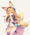  animal_ears bare_legs blonde_hair capelet commentary_request dress expressionless flower_knight_girl fox_ears fox_tail frilled_capelet frilled_dress frills hair_ribbon hairband hat hood hood_up jacket kitsune_no_botan_(flower_knight_girl) long_hair long_sleeves mini_hat mini_top_hat multiple_tails parted_lips paw_pose protected_link red_eyes ribbon sabakamen short_dress tail tied_hair top_hat two_tails 
