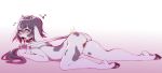  anthro aroused bovine butt cattle coffeechicken cowgirl_(disambiguation) digital_media_(artwork) female hair horn lying mammal open_mouth short_hair simple_background small_moo solo tail_pull 