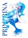  artsy-rc blue_eyes blue_hair commentary gen_7_pokemon hair_ornament highres jewelry long_hair looking_at_viewer pokemon pokemon_(creature) pokemon_(game) pokemon_sm primarina simple_background smile very_long_hair 