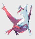  closed_mouth dragon full_body gen_3_pokemon grey_background highres latias looking_at_viewer no_humans pokemon pokemon_(creature) red simple_background solo takase_(takase1214) yellow_eyes 