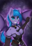  anthro armwear belfry_towers_(character) breasts clothing collar elbow_gloves eyeshade female gloves grin legwear looking_at_viewer my_little_pony perspective riding_crop shamziwhite smile solo standing stockings whip 