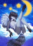  2018 4_toes 5_fingers angel anthro black_pawpads blue_eyes bra clothing coon detailed_background digital_media_(artwork) female imanika looking_at_viewer outside panties pawpads sky smile star starry_sky toes underwear 