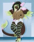  4_toes angel_dragon anthro barefoot biped clothed clothing diaper digitigrade dragon eyewear feathers fully_clothed fur glasses hair humanoid_hands looking_at_viewer male signature simple_background source_request standing toes twixxel_minty unknown_artist unknown_artist_signature wings 