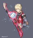  blonde_hair blue_eyes highres male_focus monado rei_(teponea121) short_hair shulk smile solo super_smash_bros. super_smash_bros._ultimate sword weapon xenoblade_(series) xenoblade_1 