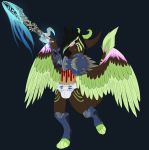  angel_dragon anthro biped clothed clothing diaper dragon eyewear feathers fur glasses hair looking_at_viewer male melee_weapon partially_clothed simple_background source_request standing sword twixxel_minty unknown_artist weapon wings 