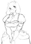 anthro aruurara big_breasts boss_monster breasts caprine cleavage clothed clothing dress eyelashes eyewear female floppy_ears front_view fully_clothed glasses horn mammal solo standing toriel undertale video_games 