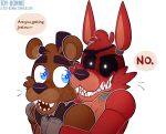  2018 animatronic bear bow_tie canine comic digital_media_(artwork) duo english_text five_nights_at_freddy&#039;s fox foxy_(fnaf) freddy_(fnaf) machine mammal robot speech_bubble text toy-bonnie video_games 