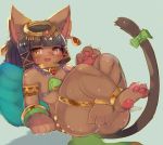  1girl bastet_(fullbokko_heroes) black_hair brown_eyes cat egyptian_clothes flat_chested fullbokko_heroes_x furry open_mouth short_hair solo 