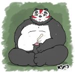  akai_(arena_of_valor) anthro arena_of_valor bear belly cum erection humanoid_hands kusosensei male mammal masturbation navel overweight overweight_male panda penis sitting solo sweat 