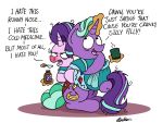  2018 bedding bobthedalek book clothing cup daughter dialogue equine father father_and_daughter female firelight_(mlp) friendship_is_magic holding_(disambiguation) horn male mammal medicine my_little_pony pajamas parent robe runny_nose starlight_glimmer_(mlp) unicorn 