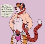  ... 2018 5_fingers annoyed anthro belly black_nose black_sclera blush bulge chest_tuft claws clothing crotch_tuft curled_horn digital_drawing_(artwork) digital_media_(artwork) drawyourfursona embarrassed english_text feline flaccid foreskin front_view fur half-closed_eyes hands_on_hip horn humanoid_hands hybrid jockstrap koorivlf koorivlf_tycoon looking_away male mammal meme mostly_clothed multicolored_fur navel nipples pecs penis penis_base penis_outline pink_sweater poking_out portrait red_fur signature simple_background solo speech_bubble standing striped_fur stripes sweat sweater teeth text three-quarter_portrait tiger tuft twitter_hoodie underwear white_belly white_fur 