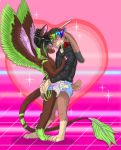 &lt;3 4_toes angel_dragon anthro anthro_on_anthro biped blush character_request clothed clothing diaper digitigrade dragon duo eyewear feathers feces flower fully_clothed fur glasses hair hug humanoid_hands male male/male messy_diaper multicolored_feathers multicolored_fur multicolored_hair object_in_mouth partially_clothed plant rose scat simple_background soiling source_request species_request squeezing_diaper standing toes twixxel_minty unknown_artist wings 