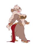  anthro big_breasts breasts cleavage clothed clothing ewok female hair half-closed_eyes hi_res long_hair overweight ponytail simple_background slb solo standing star_wars white_background white_hair 
