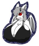  anthro big_breasts breasts canine clothed clothing corrupted corrupted_wolf female fully_clothed horn king_of_sorrow_(artist) mammal red_eyes solo swimsuit wings wolf 